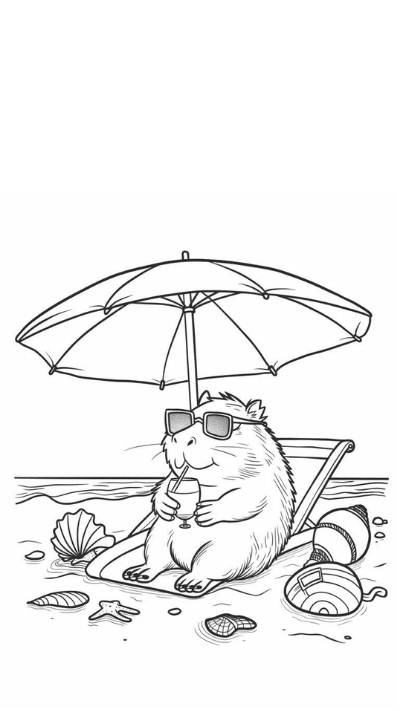 ảnh vẽ capybara trắng đen tĩnh tâm