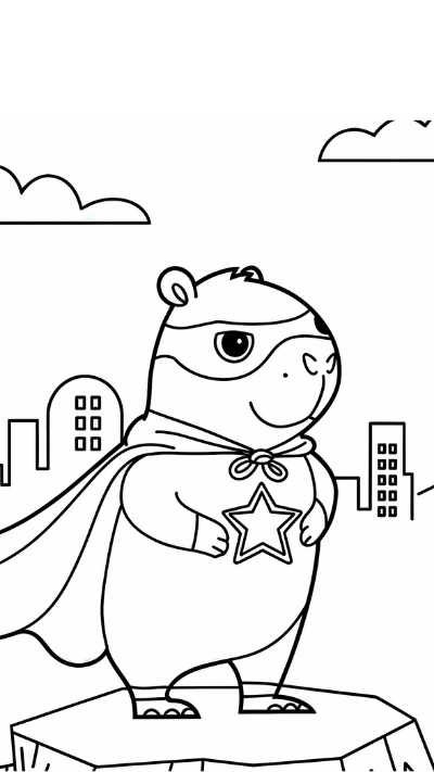 ảnh vẽ capybara trắng đen tối giản