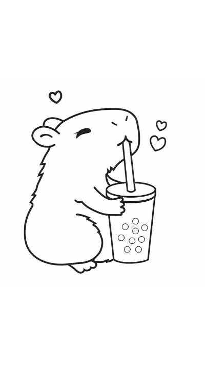 ảnh vẽ capybara trắng đen vô tri