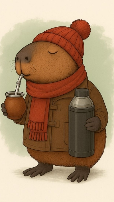 ảnh vẽ capybara vô tri đang ngâm nước