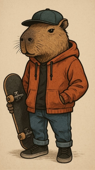 ảnh vẽ capybara vô tri đang ngủ gật