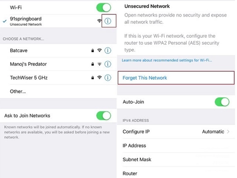 Wi-Fi không hoạt động trên iOS