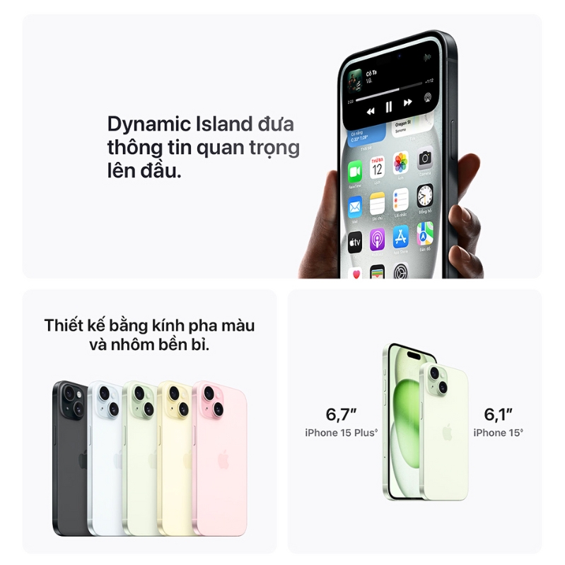 đánh giá iPhone 15 128GB về màn hình Dynamic Island