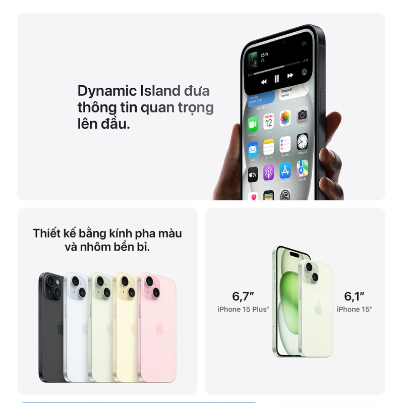 điện thoại iPhone 15 256GB màn hình Dynamic Island