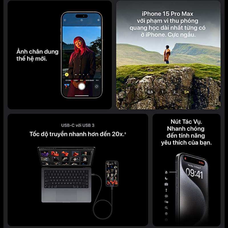 iPhone 15 Pro Max 1TB sở hữu nút Tác Vụ, action button