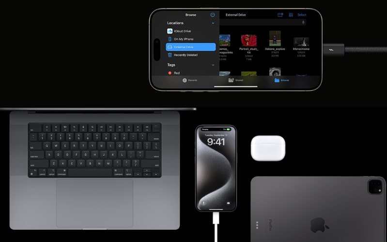 điện thoại iPhone 15 Pro Max 256 GB chính hãng VN/A về Cổng USB-C