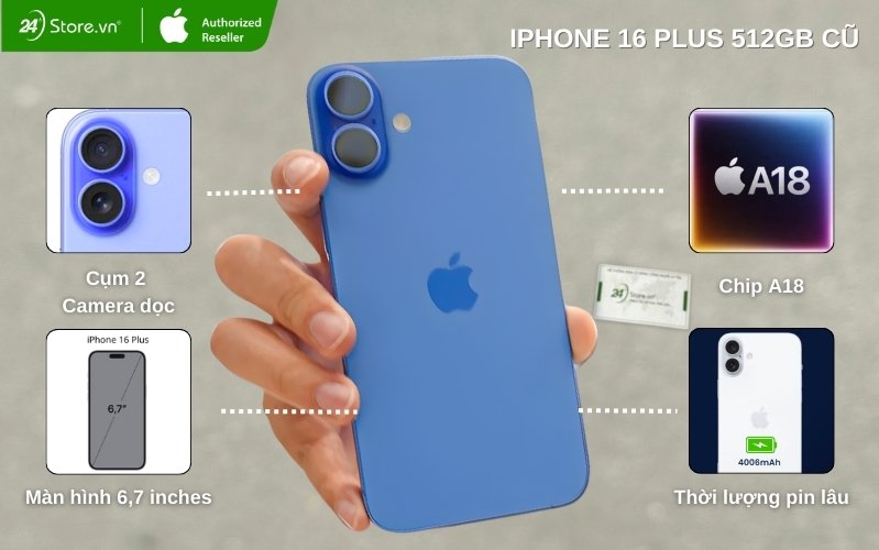 iphone 16 plus 512gb cũ đẹp chính hãng