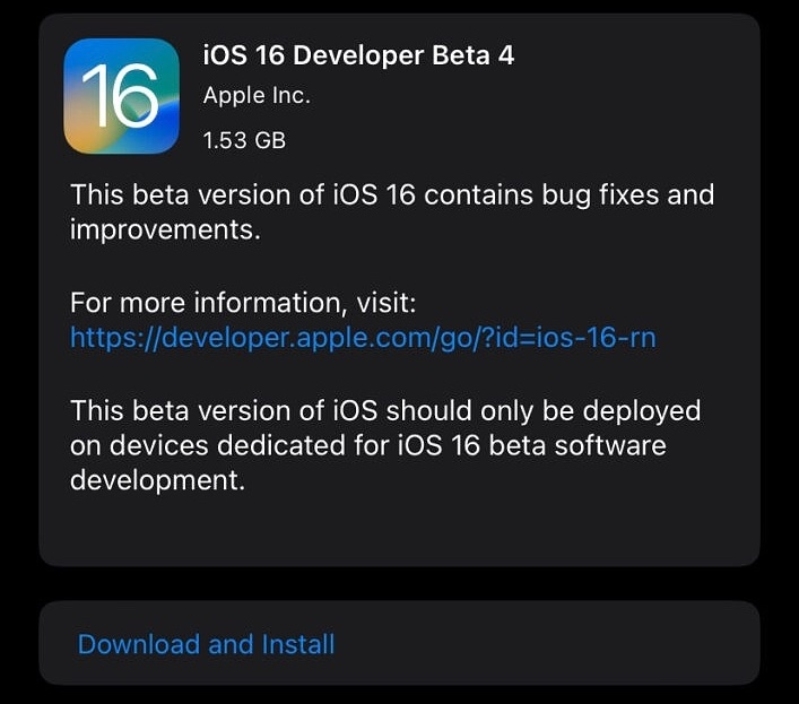iOS 16 Beta 4: Nâng cấp mới nhất