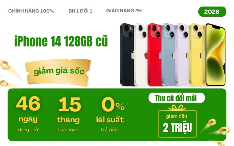 chính sách khi mua iphone 14 128gb cũ tại 24hstore