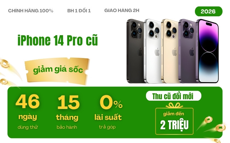 chính sách mua iphone 14 pro cũ tại 24hstore