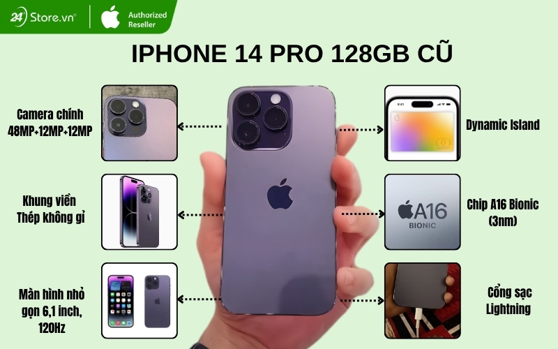 iphone 14 pro 128gb cũ máy đẹp chính hãng
