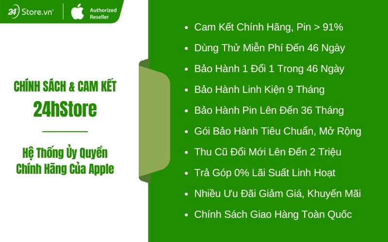 chính sách khi mua iphone 14 pro max 256gb cũ tại 24hStore