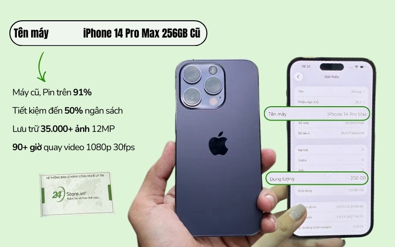 iphone 14 pro max 256gb cũ chính hãng