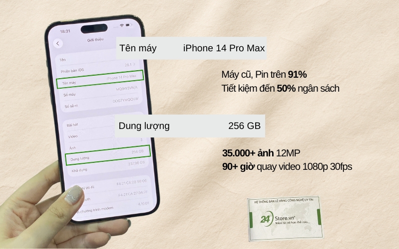 iphone 14 pro max 256gb cũ đẹp chính hãng