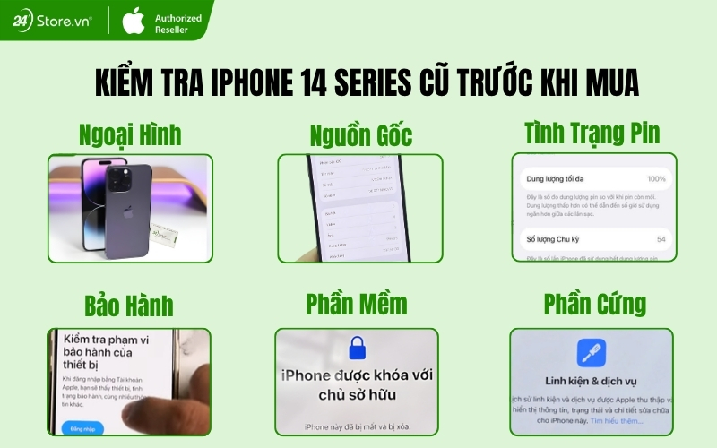 kiểm tra iphone 14 series cũ chính hãng