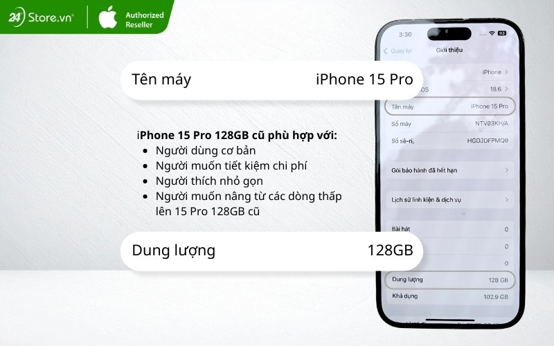 điện thoại iphone 15 pro 128gb cũ