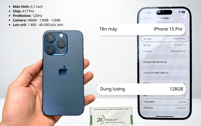 iphone 15 pro 128b cũ chính hãng