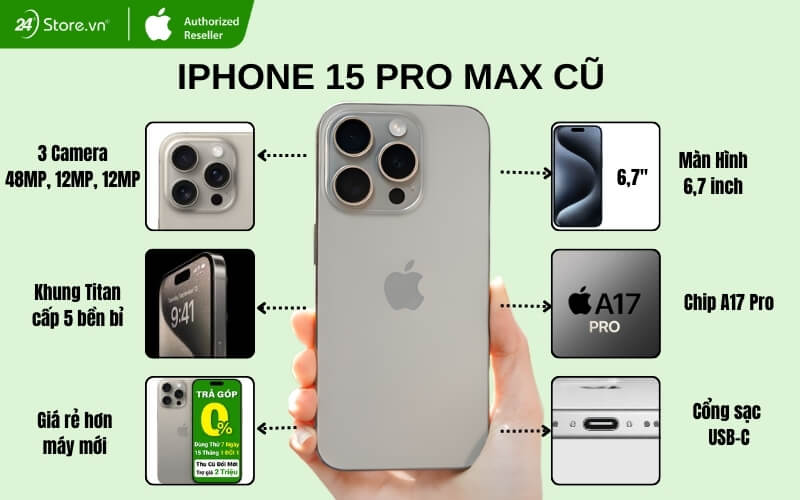 iphone 15 pro max 256gb cũ đẹp