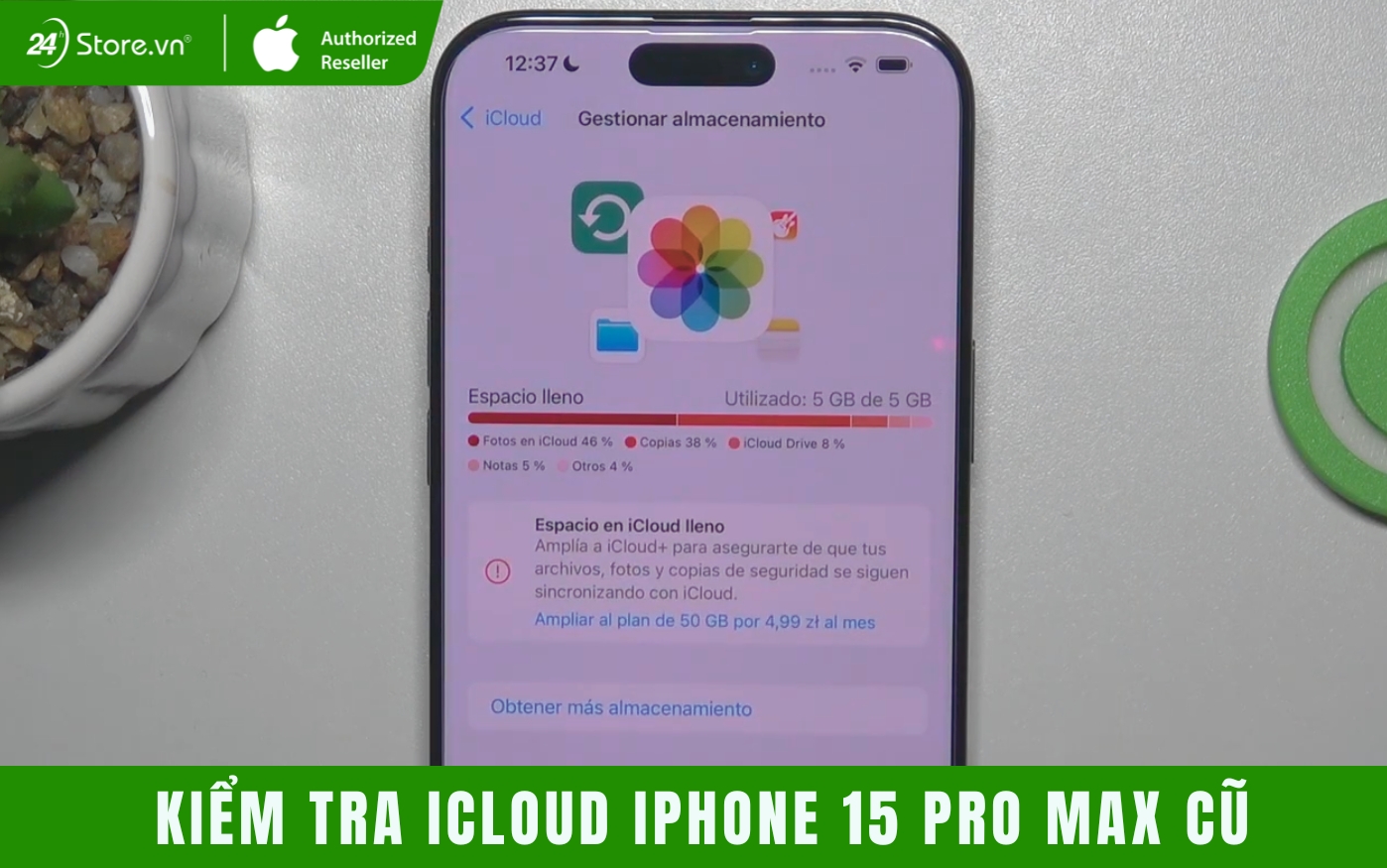 kiểm tra icloud iphone 15 pro max 256gb cũ