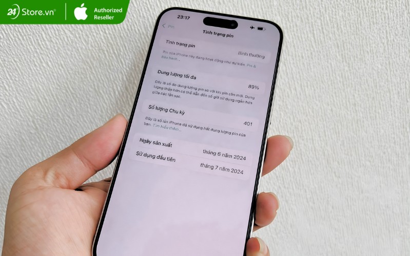 pin iphone 15 pro max cũ cao