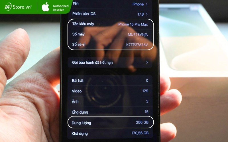 kiểm tra số seri iphone 15 pro max cũ