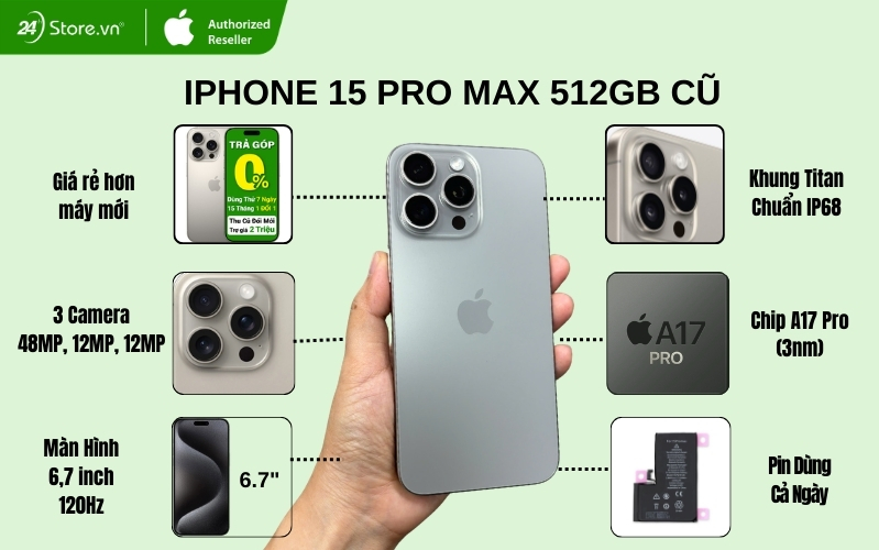 iphone 15 pro max 512gb cũ