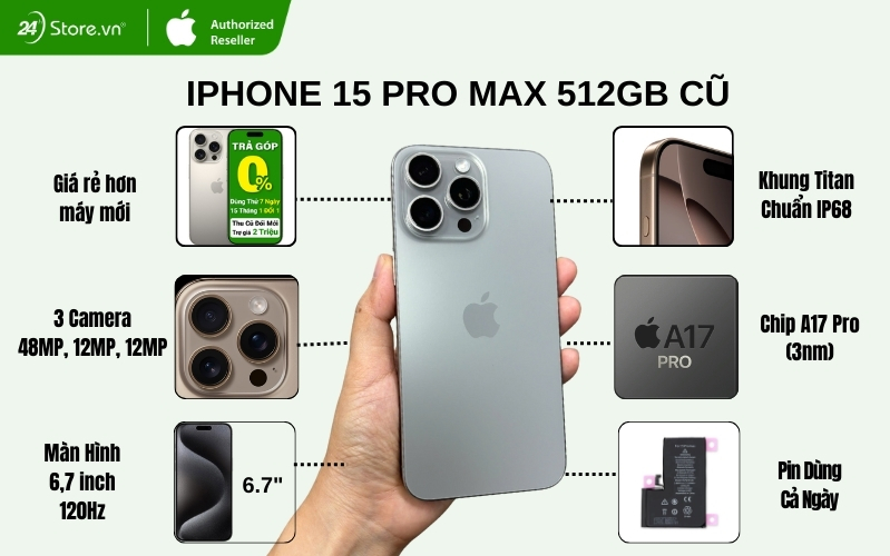 iphone 15 pro max 512gb cũ
