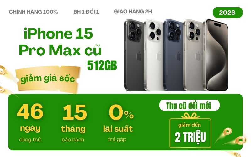 iphone 15 pro max cũ 512gb