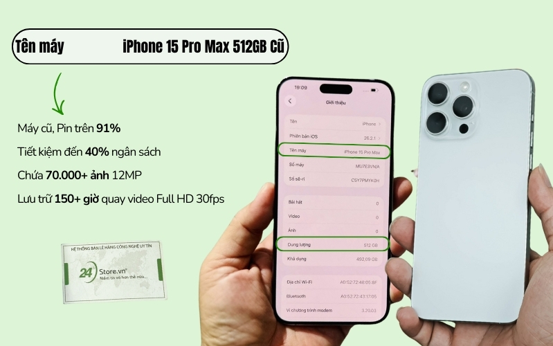 iphone 15 pro max 512gb cũ