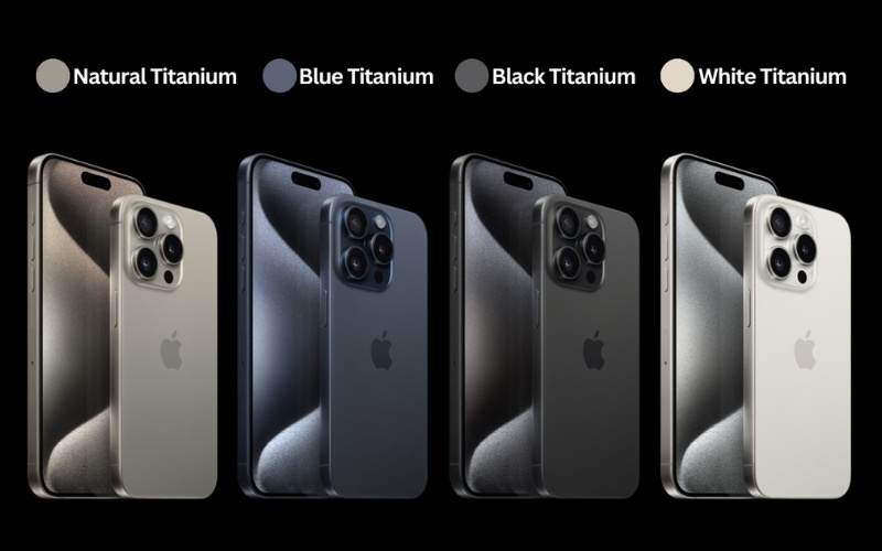 4 màu titan trên iphone 15 pro max