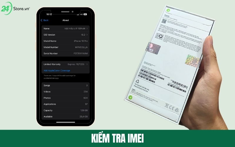 cách kiểm tra imei iphone 16 thường 512gb cũ đẹp