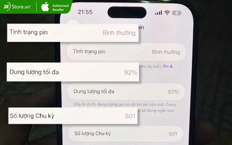 kiểm tra pin iphone 16 plus cũ
