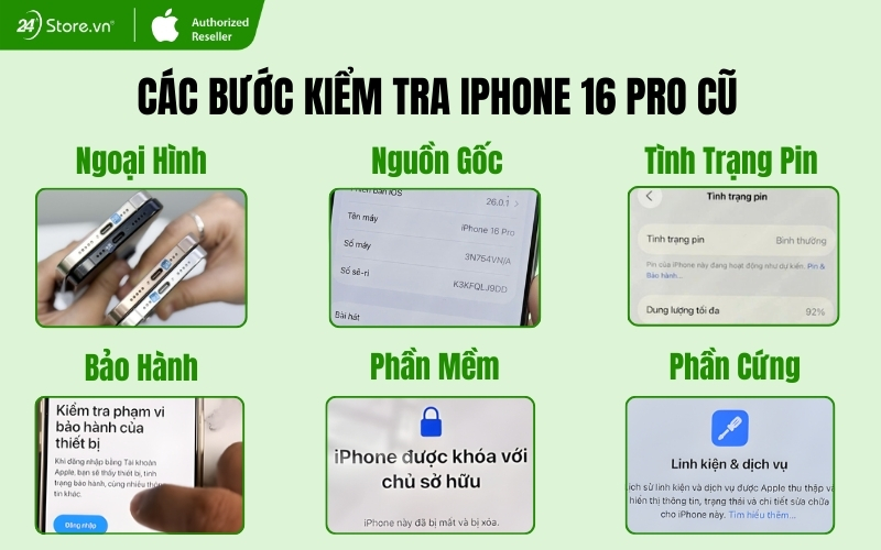 cách kiểm tra iphone 16 pro đã qua sử dụng