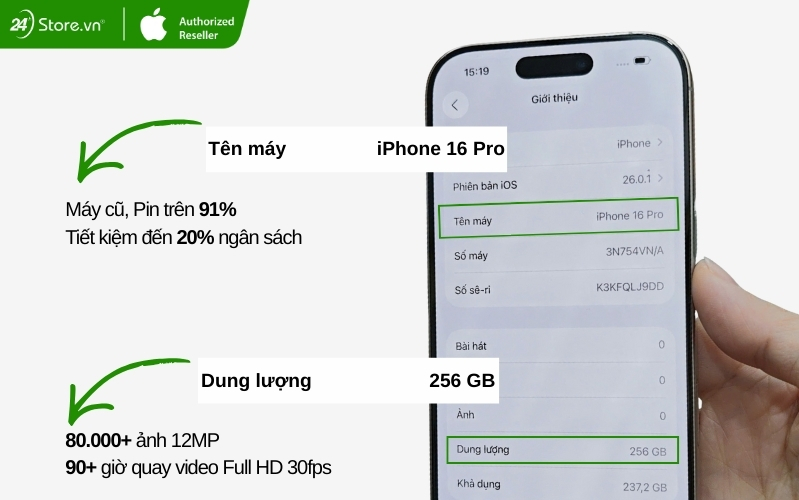 iphone 16 pro 256gb cũ đẹp like new 99%
