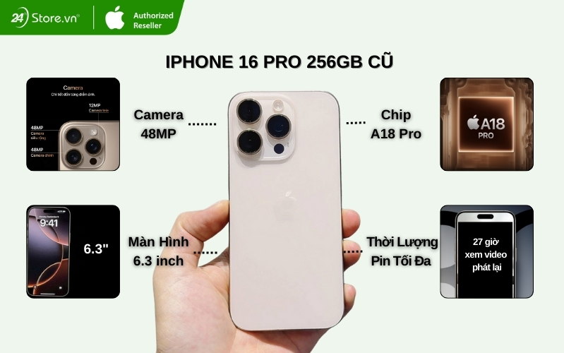 iphone 16 pro cũ 256gb đã qua sử dụng cũ đẹp chính hãng