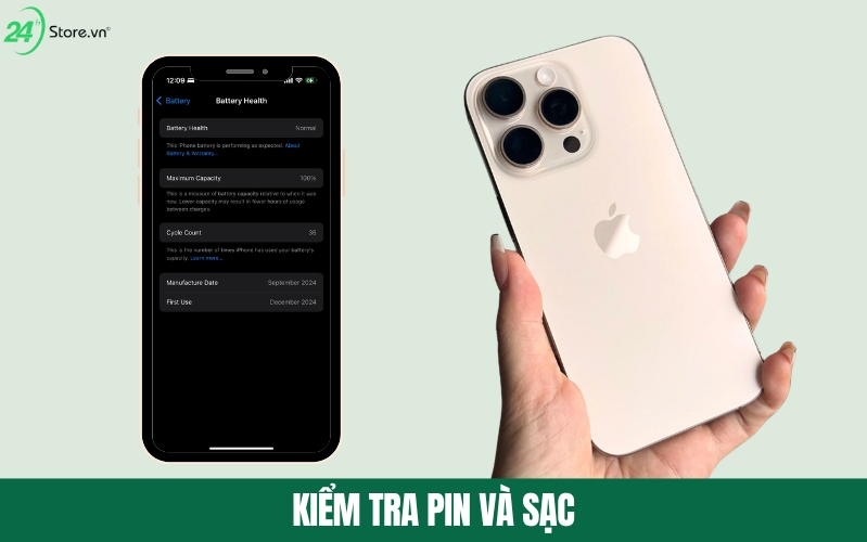 cách kiểm tra pin iphone 16 pro 512gb cũ giá rẻ