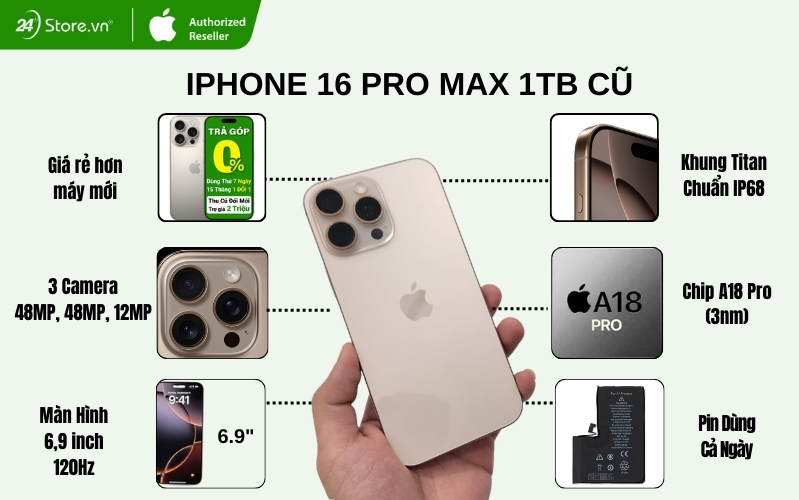 iphone 16 pro max 1tb cũ giá rẻ