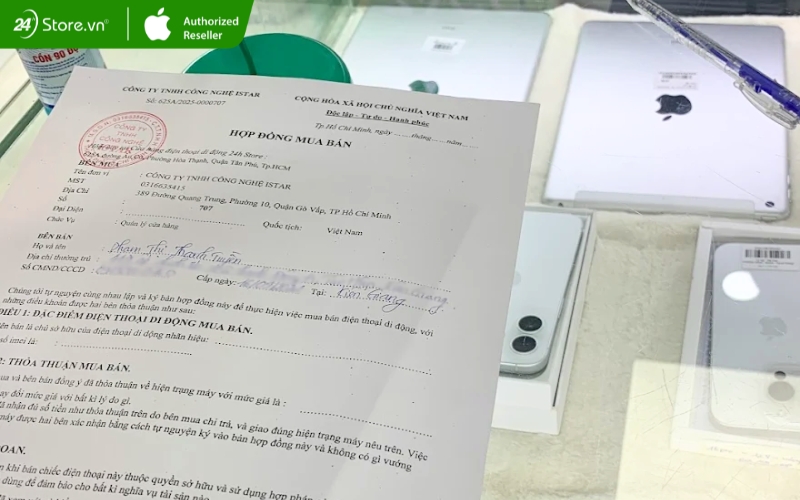 hợp đồng mua bán iphone 16 pro max 256gb cũ