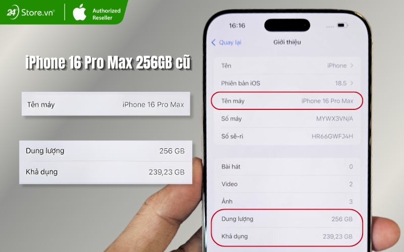 iphone 16 pro max 256gb cũ chính hãng
