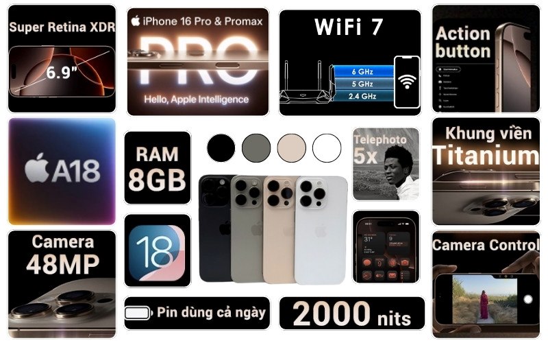 thông số kỹ thuật iphone 16 pro max cũ