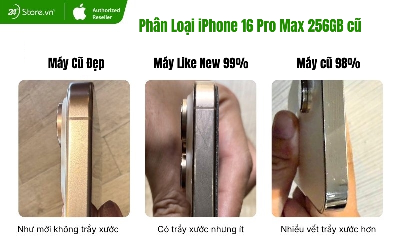 phân loại iphone 16 pro max 256gb cũ tại 24hstore