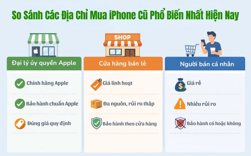 so sánh địa chỉ mua iphone 16 pro max cũ uy tín