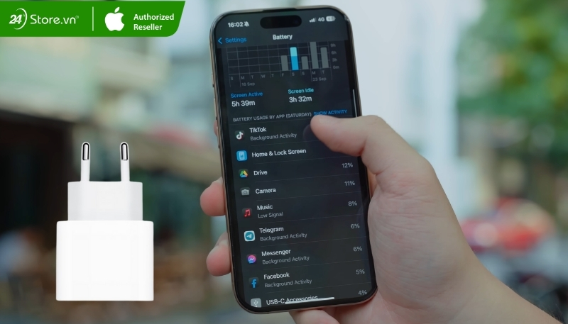 iphone 16 dùng củ sạc bao nhiêu w