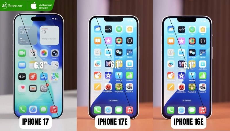 so sánh kích thước iphone 17e và các dòng khác