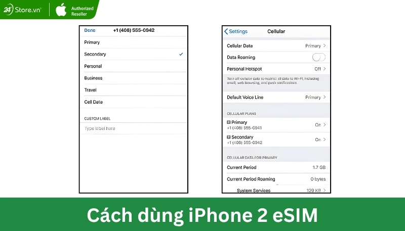 Cách dùng iPhone dùng eSIM kép