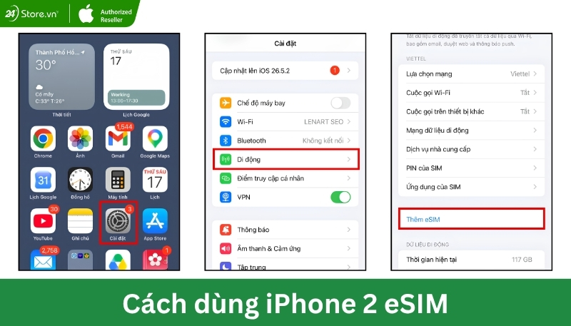 Cài đặt iPhone Dual eSIM