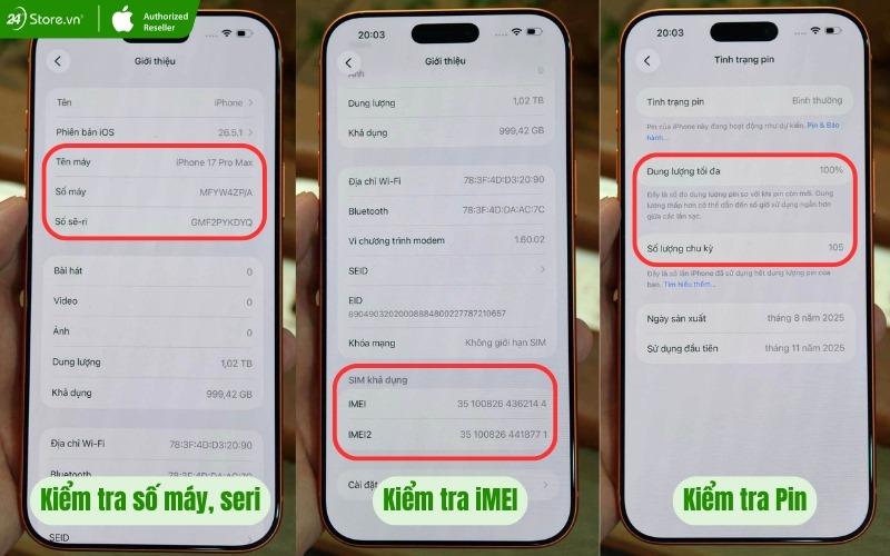 cách kiểm tra iphone cũ 99%