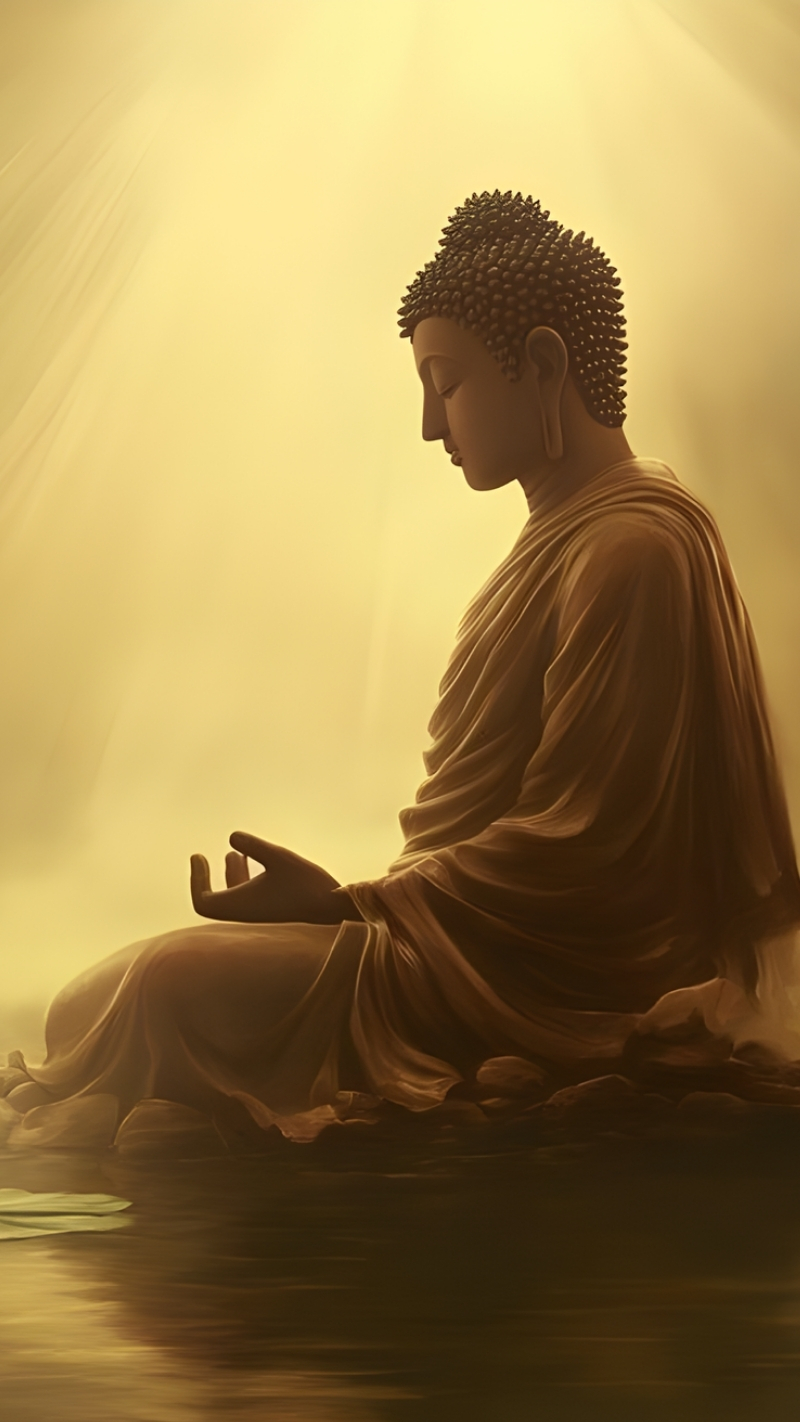 Ảnh Phật A Di Đà màu vàng kim ánh sáng giác ngộ