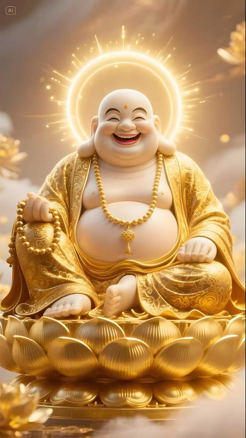 Hình nền Phật Di Lặc cười an lạc cho điện thoại