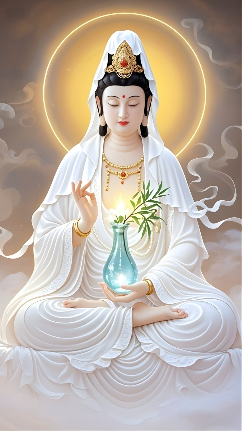 Hình nền Quan Âm Bồ Tát 3D phong cách hiện đại